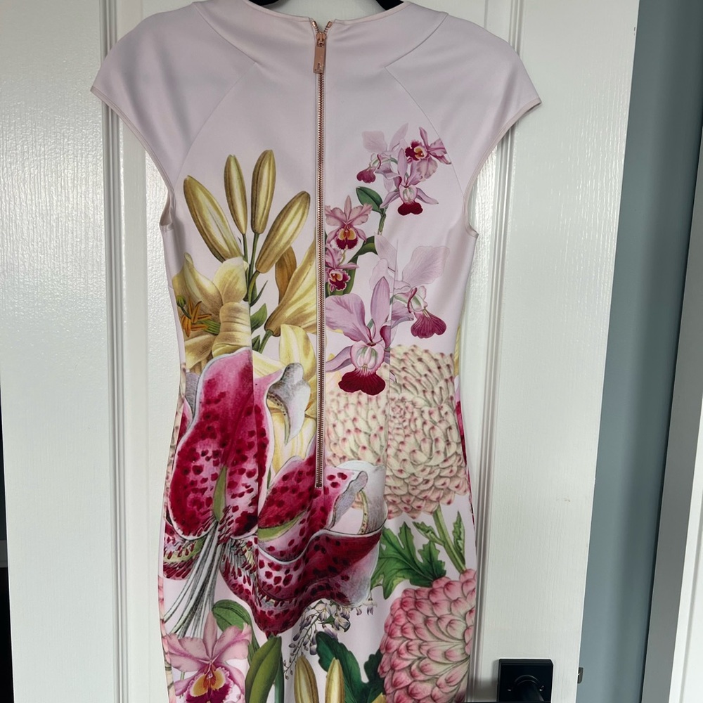 Ted Baker Pink Floral Midi Dress - Picture 2 of 3